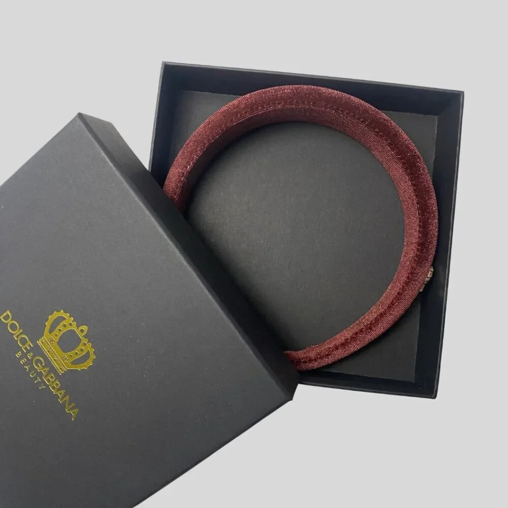 Dolce & Gabbana Beauty Burgundy Velvet Padded Headband NWT